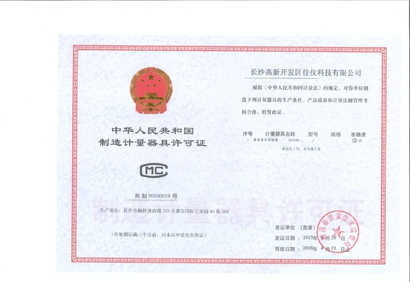 China CHANGSHA SUPMETER TECHNOLOGICAL CO.,LID certificaten
